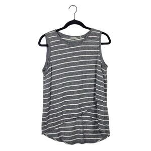Athleta grey stripe asymmetrical hem tank top linen xs
